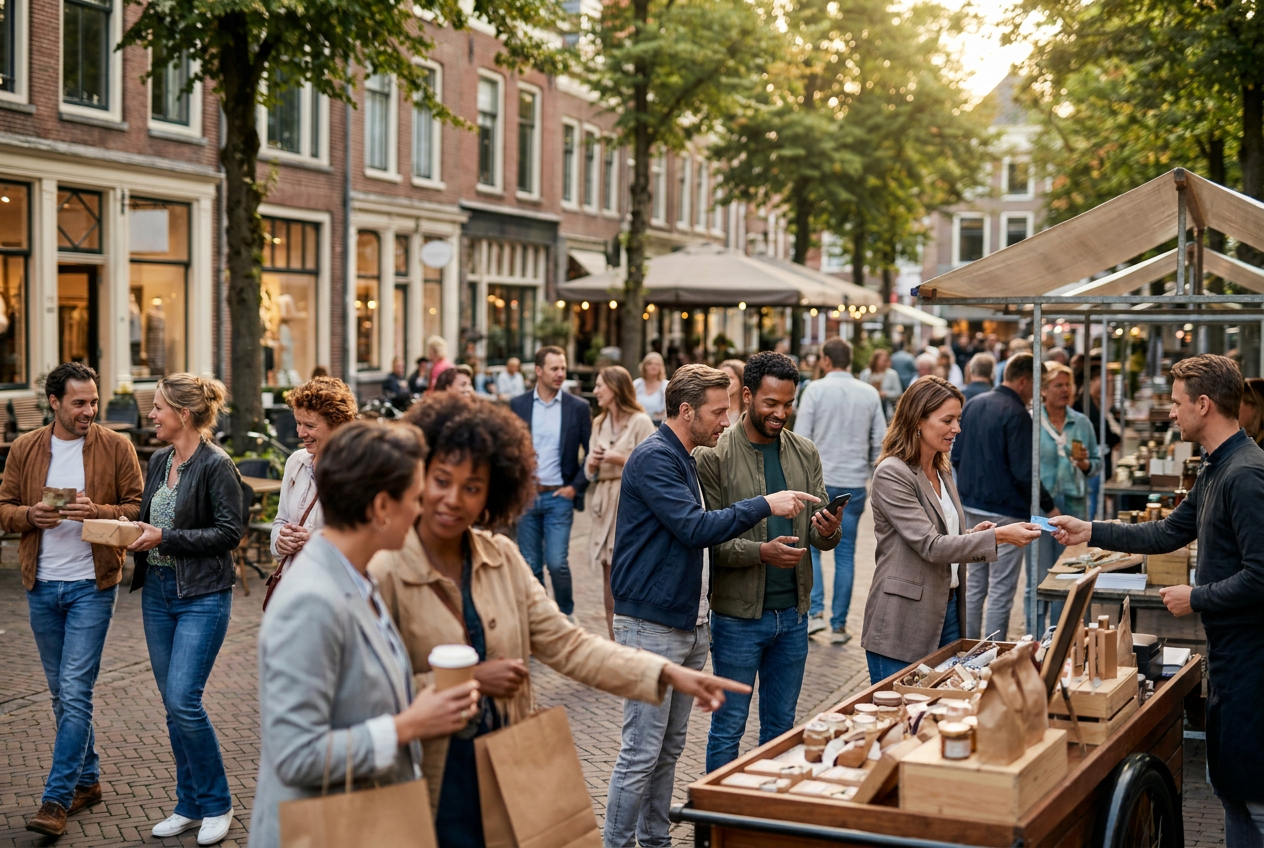 People gathering, making choices, and influencing one another in a high-value real-world environment.
