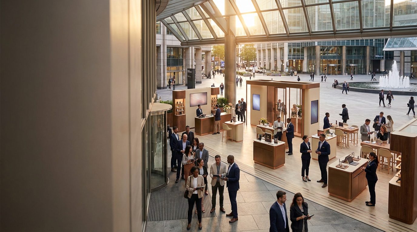 A premium real-world brand program drawing active customer participation in a busy public setting.